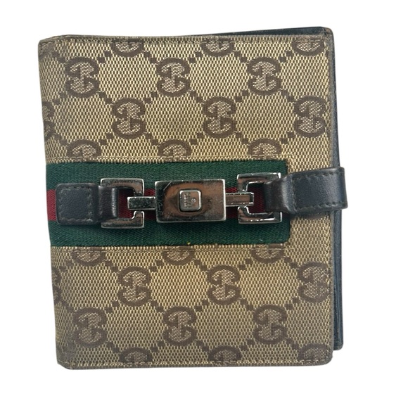 Gucci Vintage GG Canvas Web Bifold Wallet with Horsebit Buckle Unisex - Picture 1 of 9